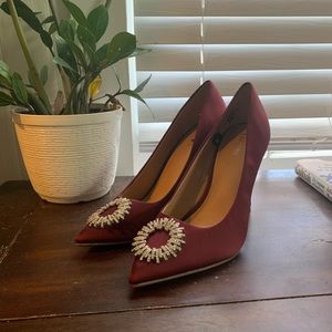 Express Red Rhinestone Embellished Pumps